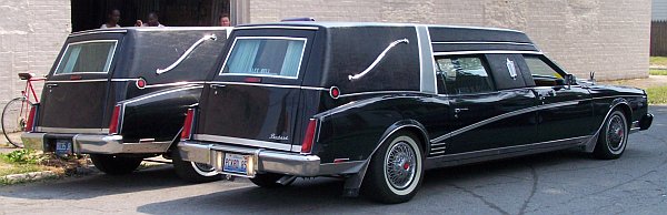 two Packard hearses